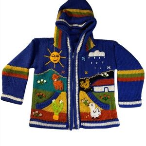 Vintage Handmade Peruvian Kids Sweater Hoodie | 3T–4T